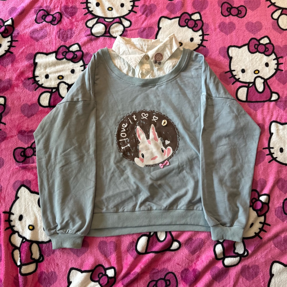 Bunny Graphic Sweatshirt - Blue